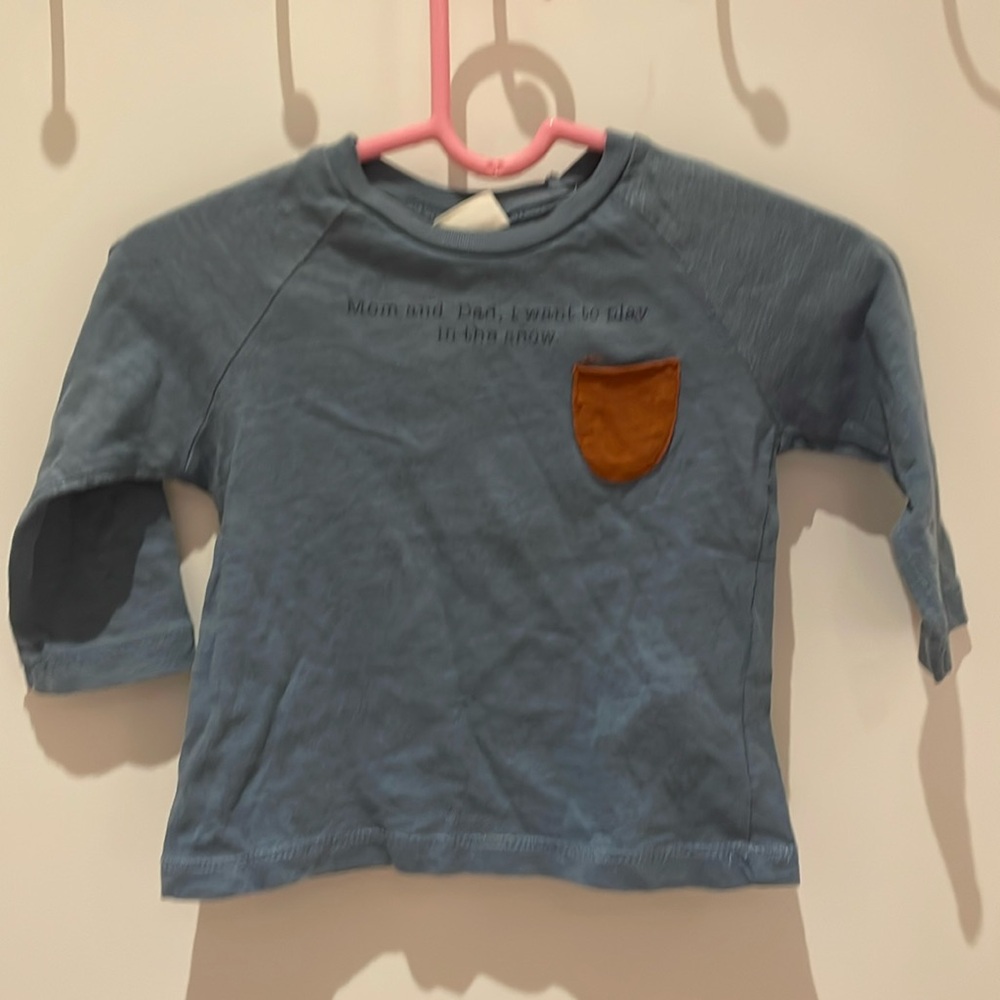Zara baby long sleeve pocketed tee CB